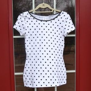 Express Black and White Polka Dotted Shirt